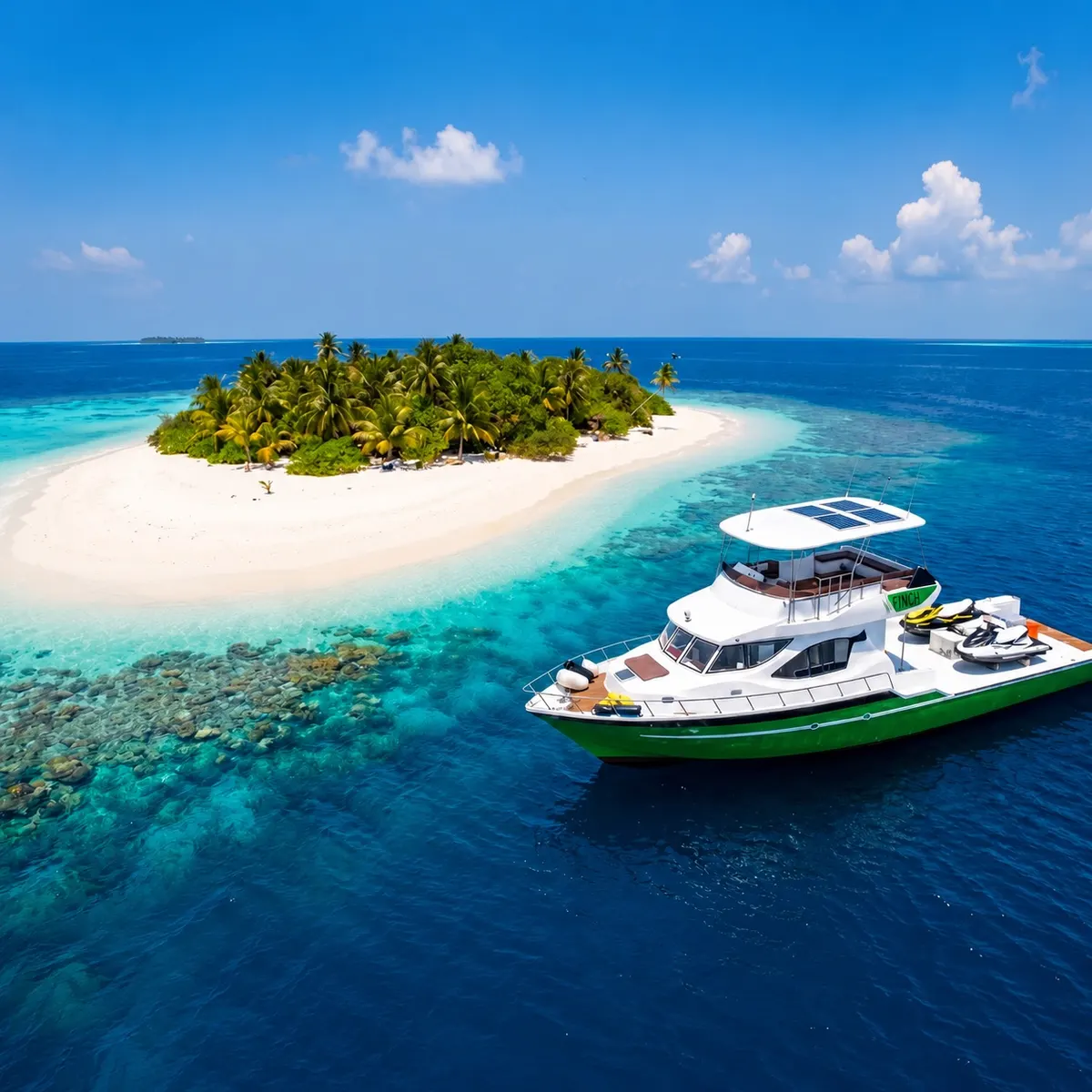 Unsere kleine private Yacht in den abgelegenen Atollen der Malediven